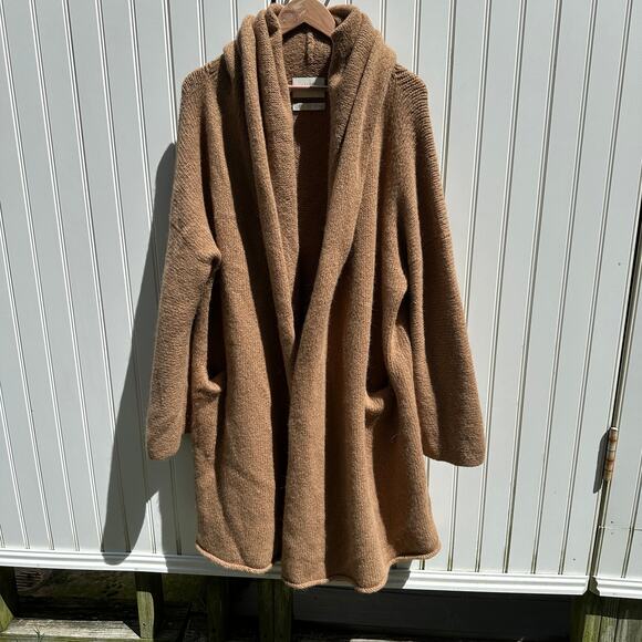 Lauren Manoogian Capote Alpaca Wool Coat Coatigan Hooded Sweater Cardigan Camel - Picture 13 of 16